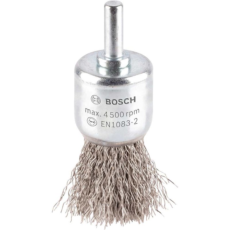 Bosch PRO 0.3mm Crimped Inox Steel Wire Pencil Brush 25mm 6mm Shank