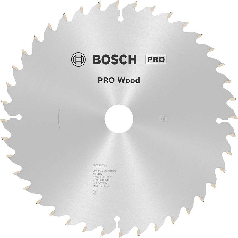 Bosch PRO Wood Cutting Mitre Saw Blade 250mm 40T 30mm