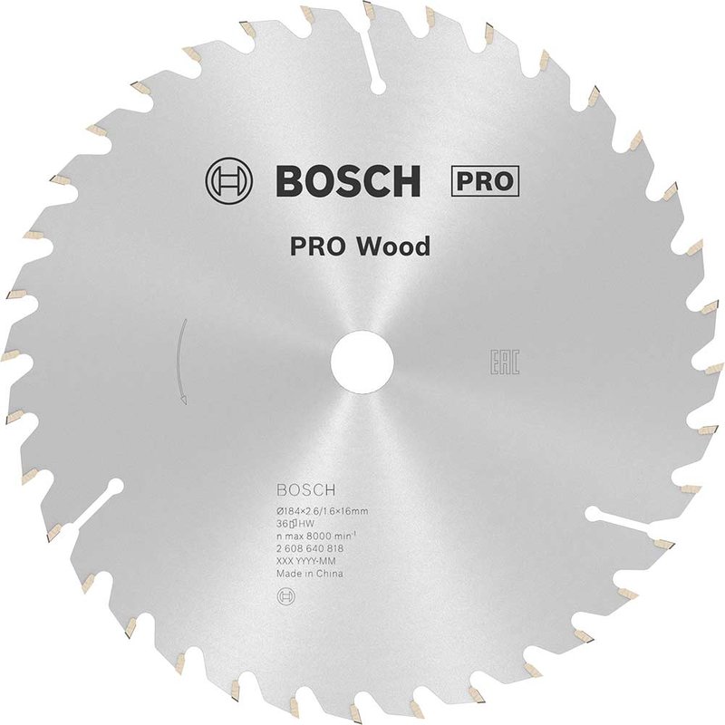 Bosch PRO Optiline Wood Cutting Saw Blade 184mm 36T 16mm