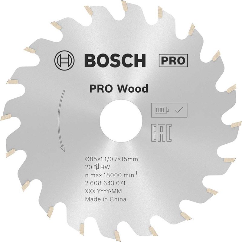 Bosch PRO Wood Cutting Saw Blade 85mm 20T 15mm
