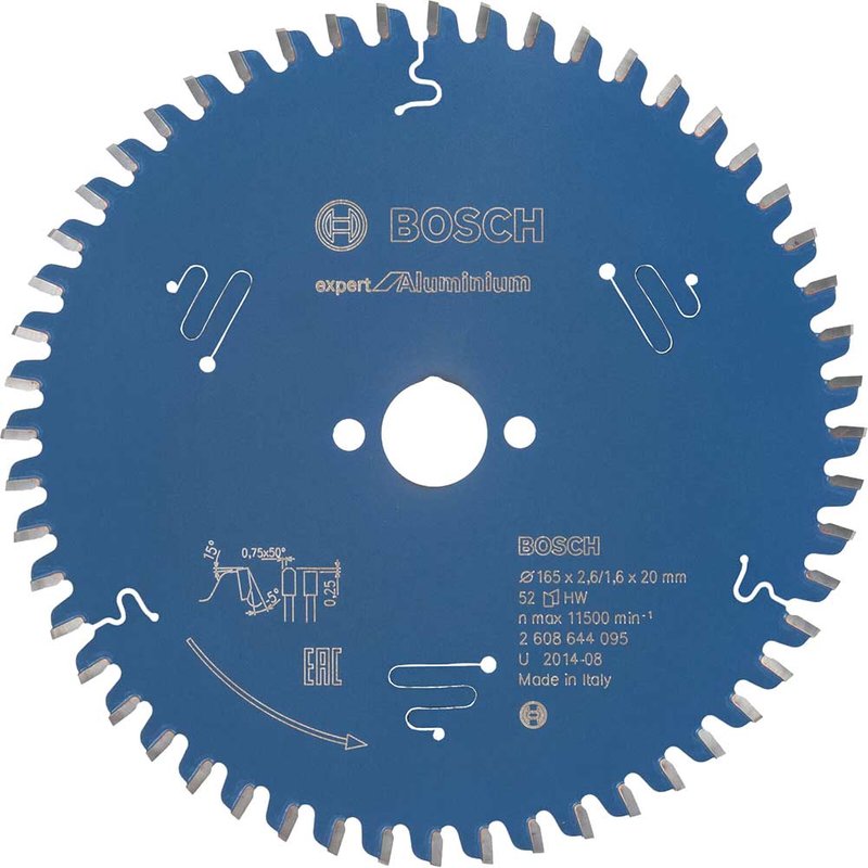 Bosch EXPERT Aluminium Cutting Saw Blade 165mm 52T 20mm