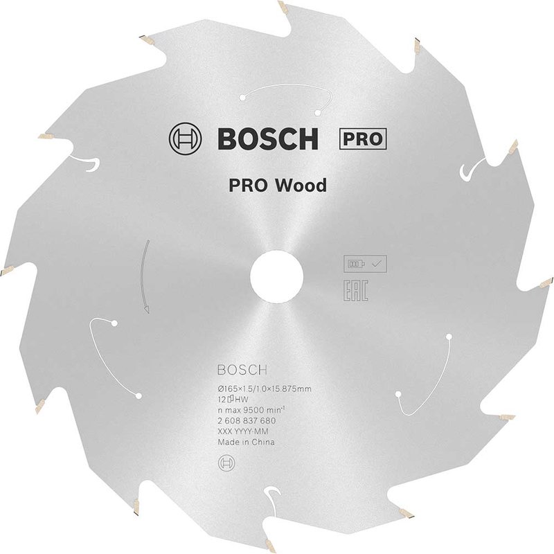 Bosch PRO Cordless Wood Cutting Circular Saw Blade 165mm 12T 15.875mm