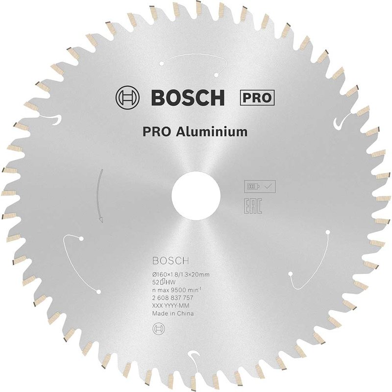 Bosch PRO Cordless Circular Saw Blade for Aluminium 160mm 52T 20mm