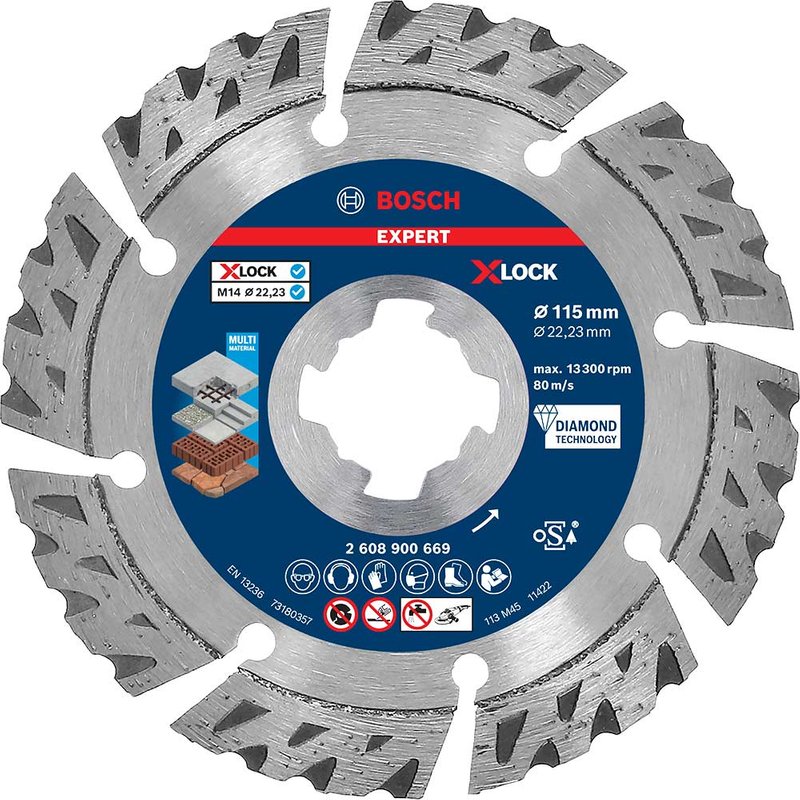 Bosch EXPERT Multi Material X Lock Diamond Cutting Disc 115mm 2.4mm 22mm