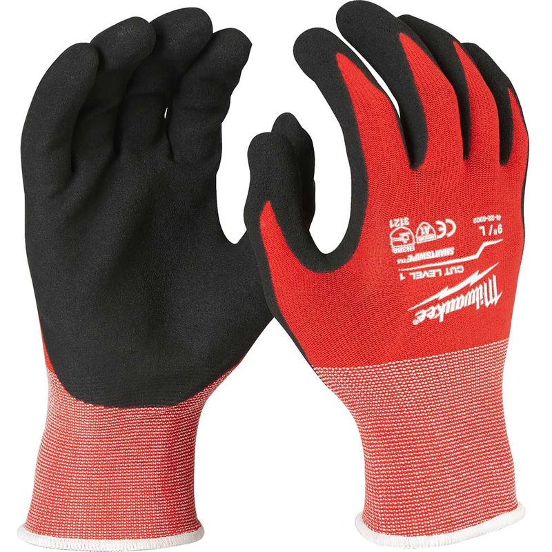 Milwaukee Cut Level 1 Dipped Work Gloves Black / Red L Pack of 1
