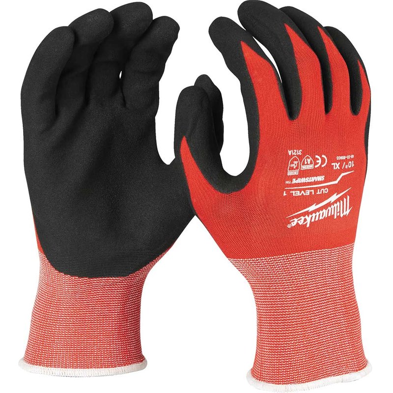 Milwaukee Cut Level 1 Dipped Work Gloves Black / Red XL Pack of 1
