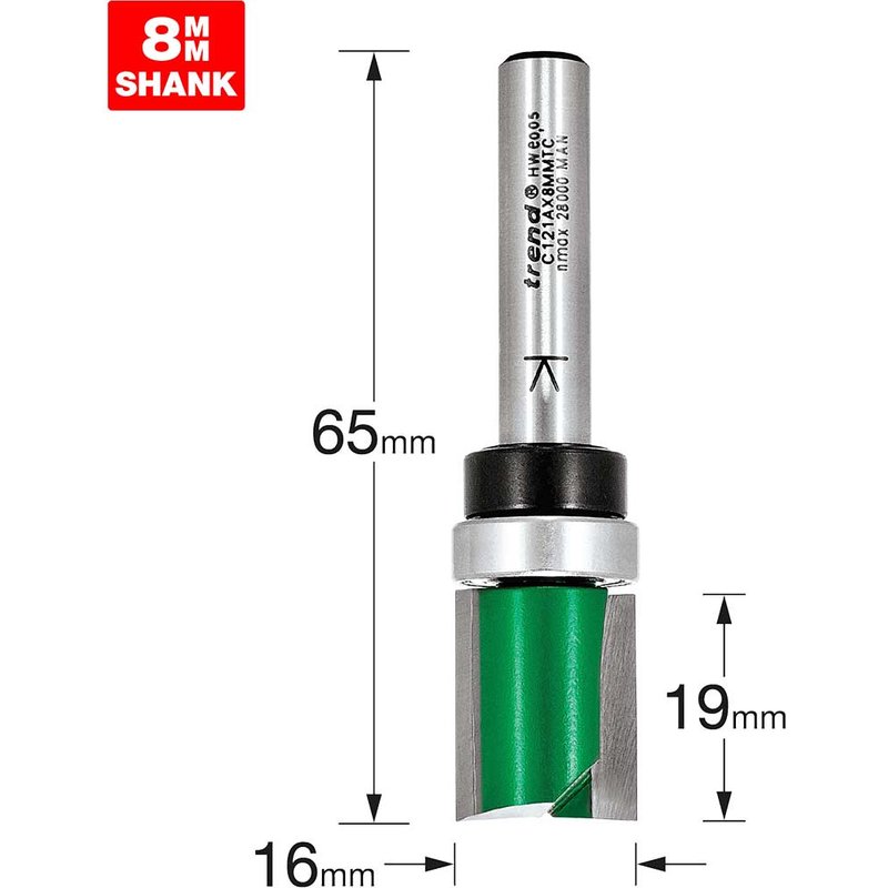 Trend Bearing Guided Template Profiler Router Cutter 16mm 19mm 8mm