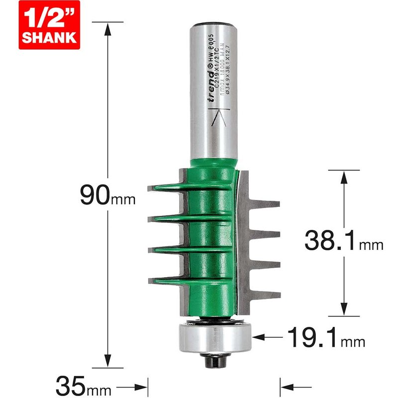 Trend CRAFTPRO Finger Joint Router Cutter 35mm 38.1mm 1/2"