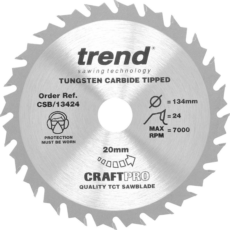 Trend CRAFTPRO Wood Cutting Saw Blade 134mm 24T 20mm