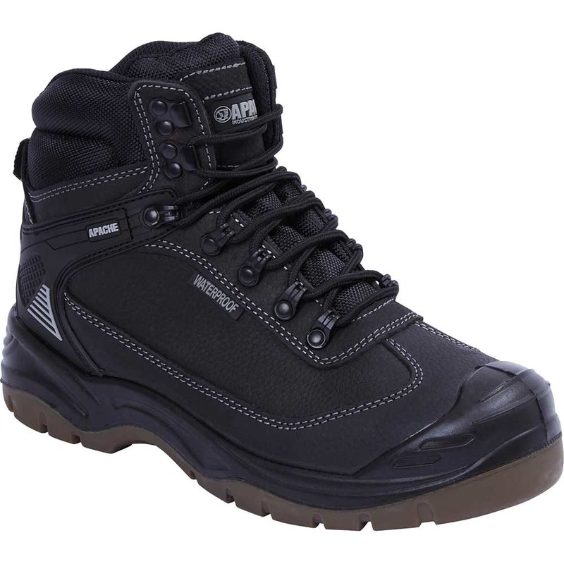 Apache RANGER Waterproof Safety Hiker Boots Black Size 11