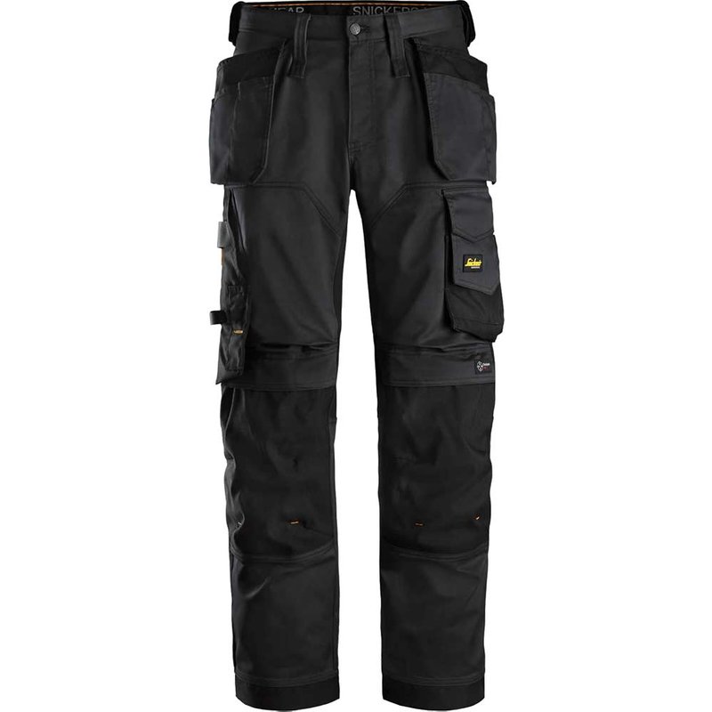 Snickers 6251 Mens Allround Work Stretch Loose Fit Trousers Holster Pockets Black 38" 32"