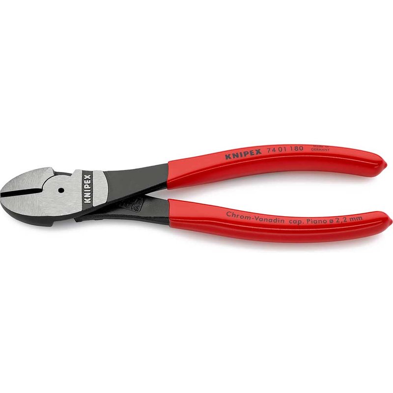 Knipex 74 01 180 High Leverage Diagonal Cutters Plastic Coated Grip 180mm 74 01 180 SB
