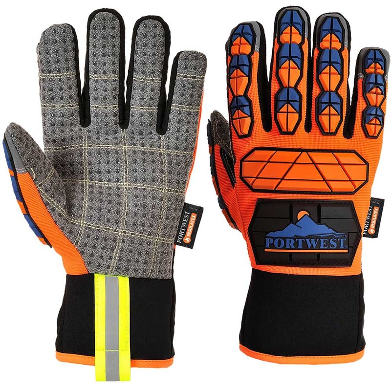 Portwest Aqua Seal Pro Waterproof Impact Resistant Gloves Orange / Blue 2XL Pack of 1