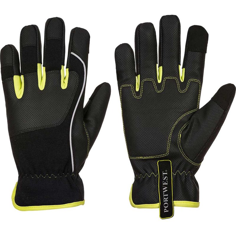 Portwest PW3 Tradesman Work Gloves Black / Yellow M Pack of 1
