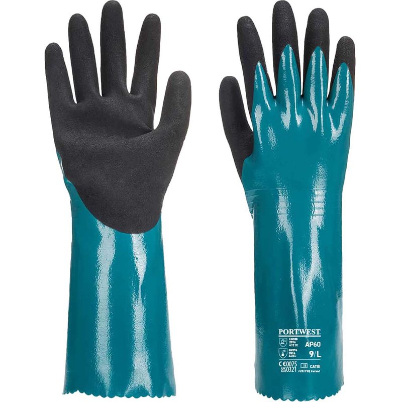 Portwest Nitrile Sandy Grip Lite Gauntlets Blue / Black XL