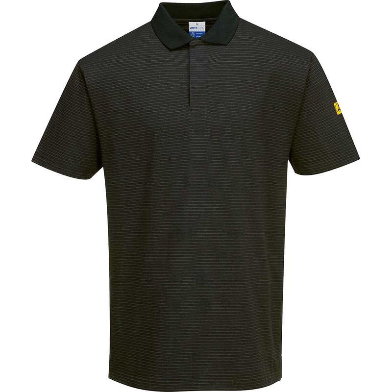 Portwest Mens Anti Static ESD Polo Shirt Black L