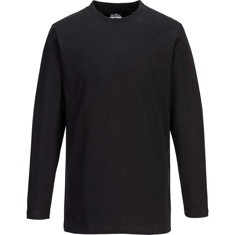 Portwest Mens Long Sleeve T Shirt Black XL