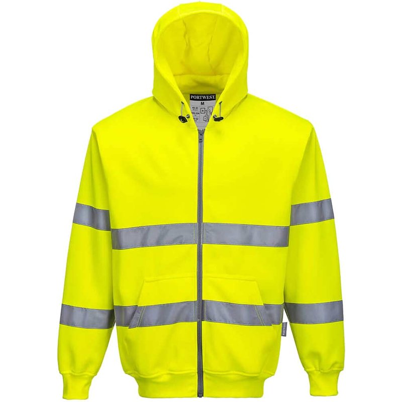 Portwest Zip Front Class 3 Hi Vis Hoodie Yellow L