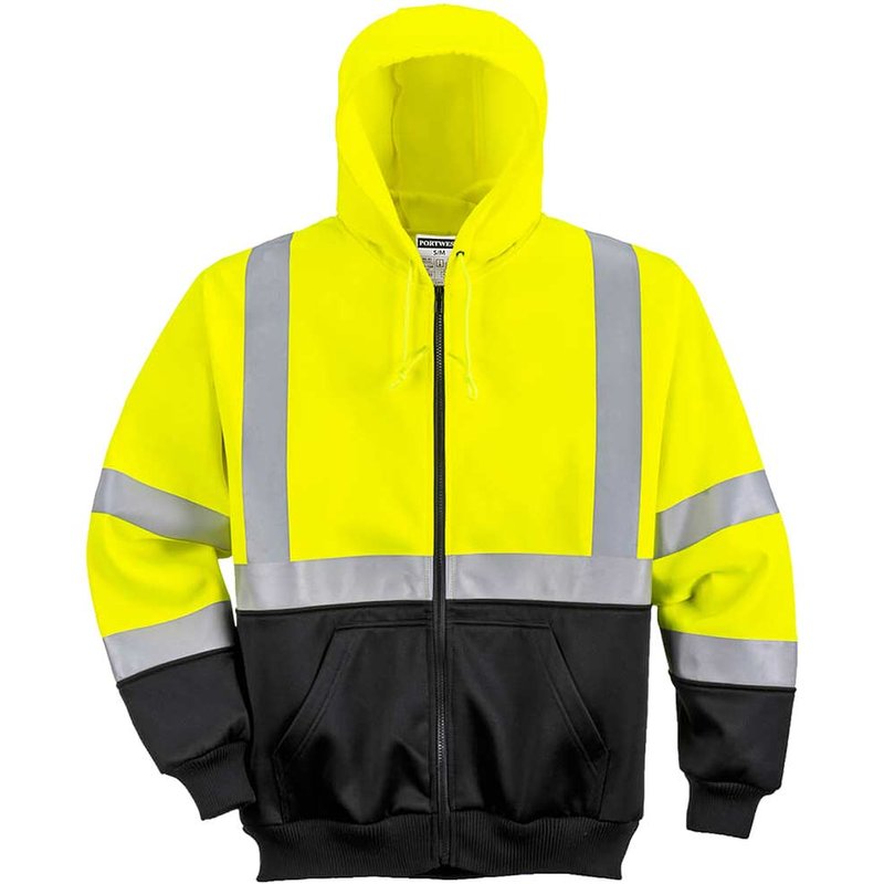 Portwest Hi Vis Two Tone Zipped Hoodie Yellow / Black L