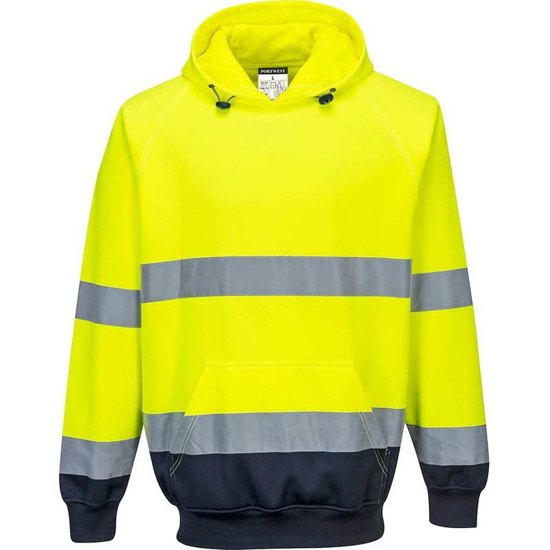 Portwest Hi Vis Contrast Hoodie Yellow / Navy 3XL