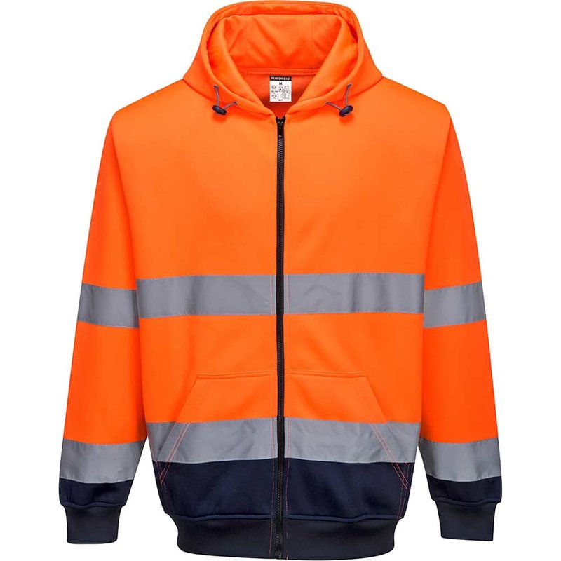 Portwest Hi Vis Contrast Zipped Hoodie Orange / Navy S