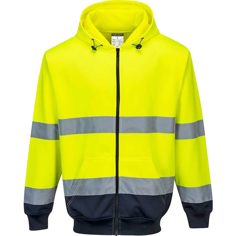 Portwest Hi Vis Contrast Zipped Hoodie Yellow / Navy S