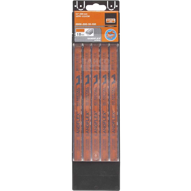 Bahco 3906 Sandflex® Hacksaw Blades 300mm (12in) x 18 TPI (Pack 100) 3906-300-18-100