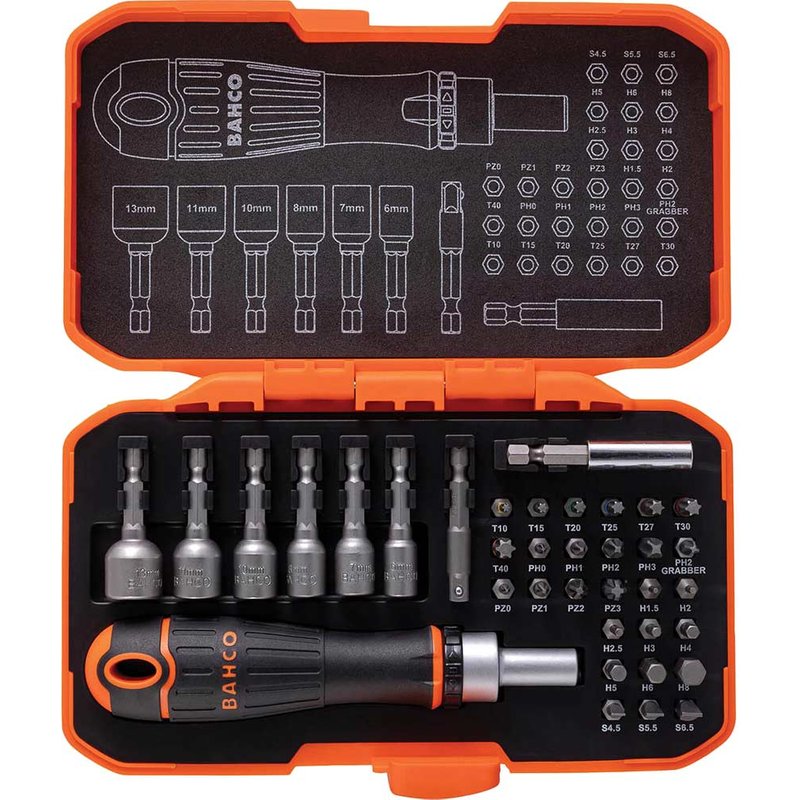 Bahco 59/S36BCR Ratcheting Coloured Bit Set, 36 Piece 59/S36BCR