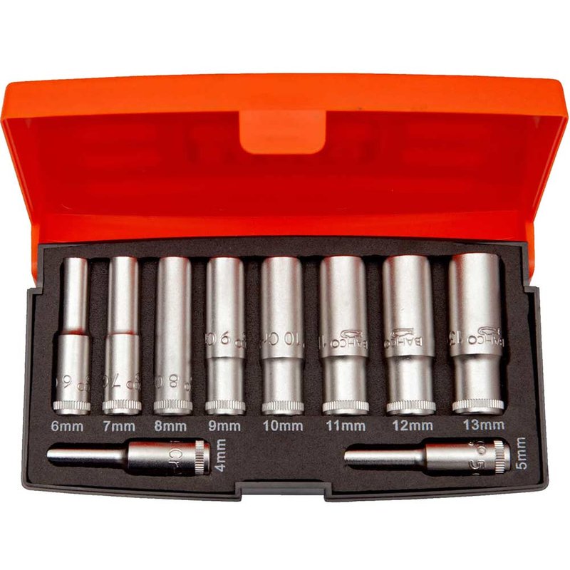 Bahco S0810L 1/4in Drive Deep Socket Set, 10 Piece S0810L