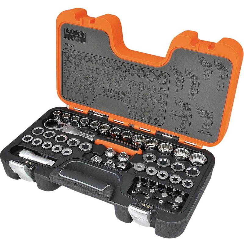 Bahco 53 Piece Combination Drive Pass Through Socket and Bit Set Metric Combination