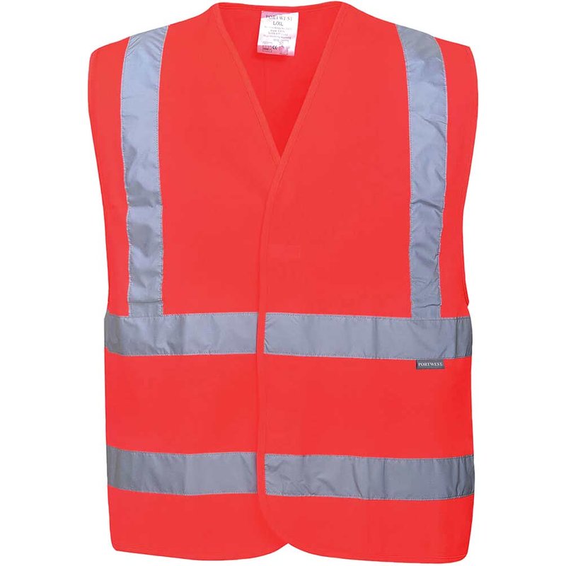 Portwest Two Band and Brace Class 2 Hi Vis Waistcoat Red S / M