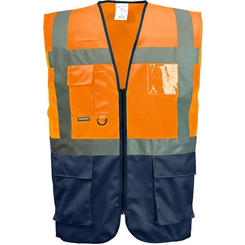 Portwest Warsaw Executive Class 1 Hi Vis Vest Orange / Navy XL