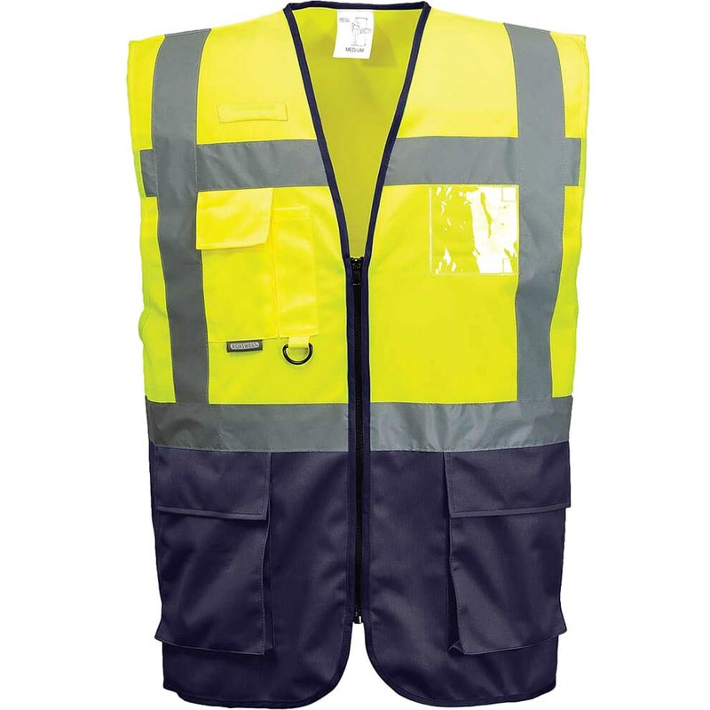 Portwest Warsaw Executive Class 1 Hi Vis Vest Yellow / Navy 4XL