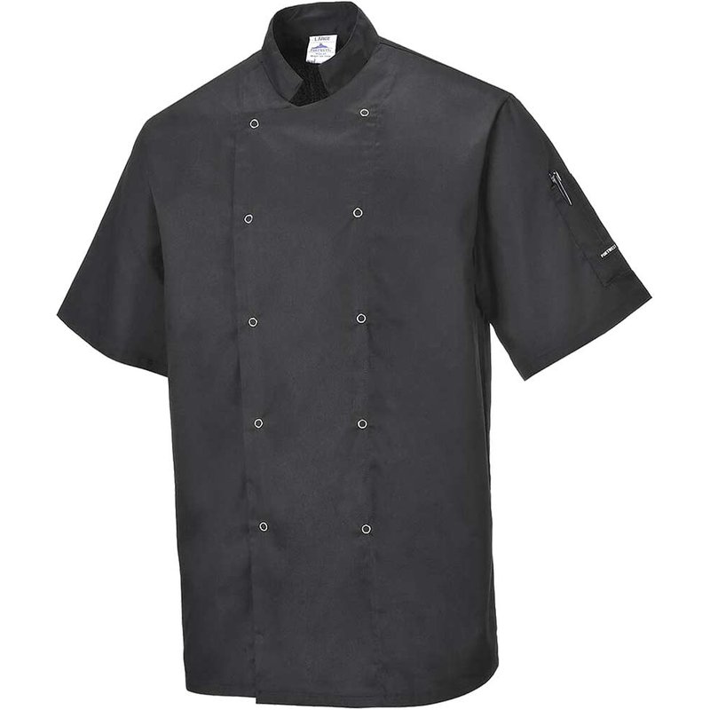 Portwest Cumbria Chefs Short Sleeve Jacket Black 3XL