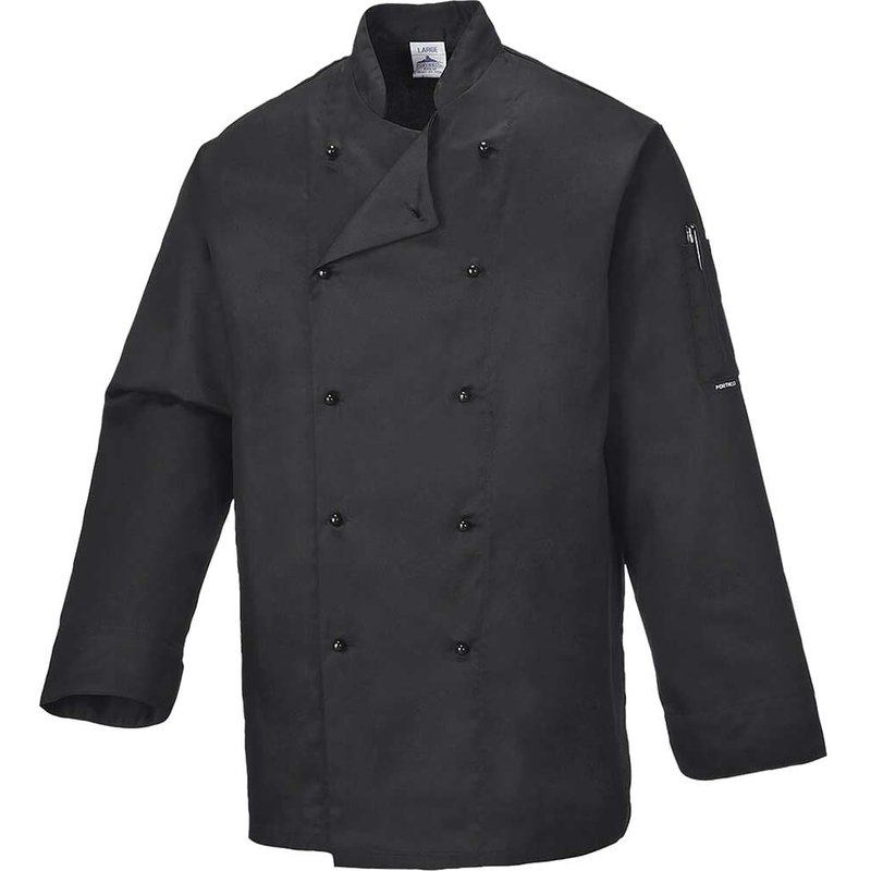 Portwest Somerset Chefs Long Sleeve Jacket Black XS