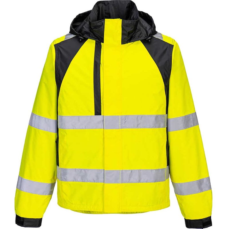 Portwest WX2 Eco Hi Vis Waterproof Rain Jacket Yellow / Black M
