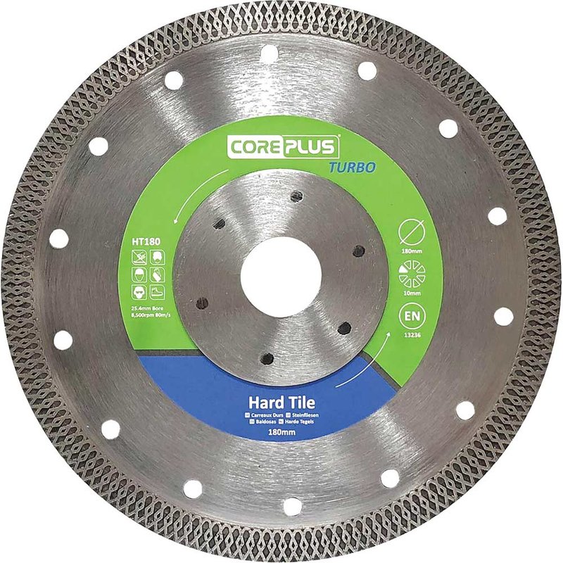 CorePlus HT180 Hard Tile Turbo Diamond Blade 180mm CORDBHT180