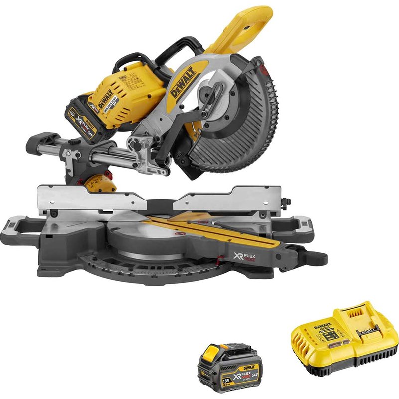 DeWalt DCS727 54v XR Flexvolt Cordless Brushless Mitre Saw 250mm 2 x 6ah Li-ion Battery Charger No Case