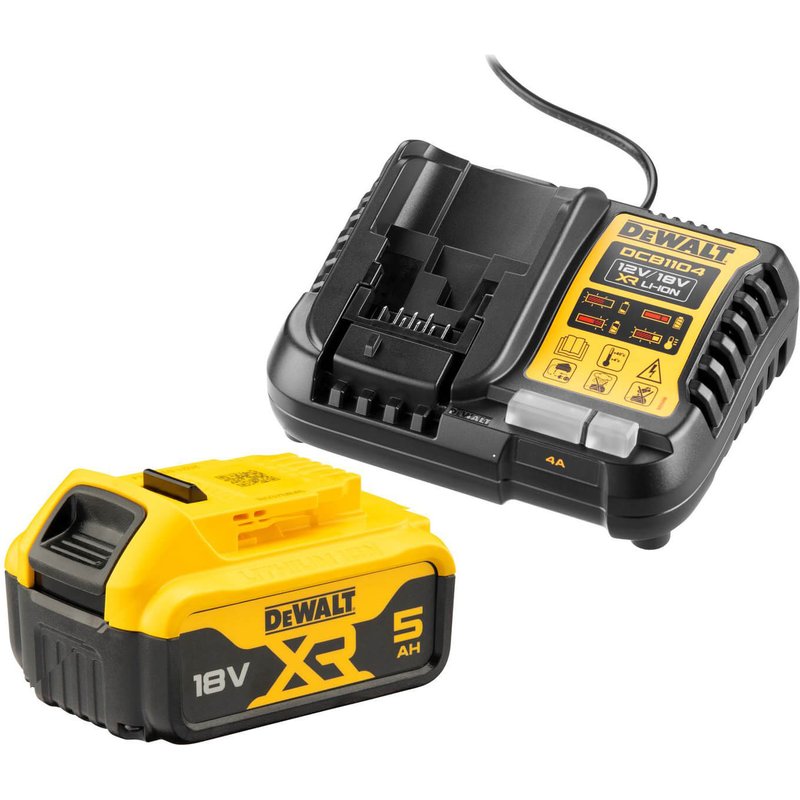 DeWalt 18v XR Cordless Li-ion Battery and Charger Pack 5ah 5ah
