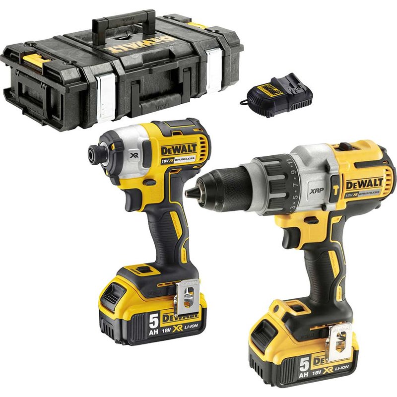 DeWalt DCK276P2 18v XR Cordless Brushless Combi Drill and Impact Driver 2 x 5ah Li-ion Battery Charger Case