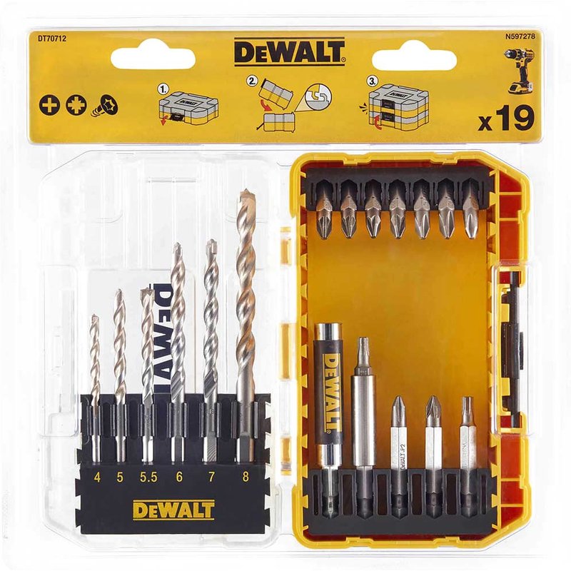 DEWALT Power Tools DT70712 Extreme Masonry Drill Drive Set, 19 Piece DT70712-QZ
