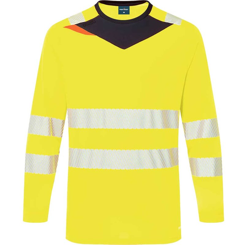 Portwest DX4 Hi Vis Long Sleeve T Shirt Yellow / Black 4XL