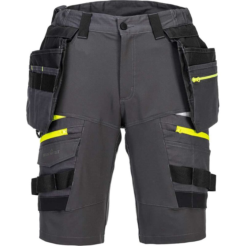 Portwest DX4 Mens Detachable Holster Pocket Shorts Metal Grey 30"