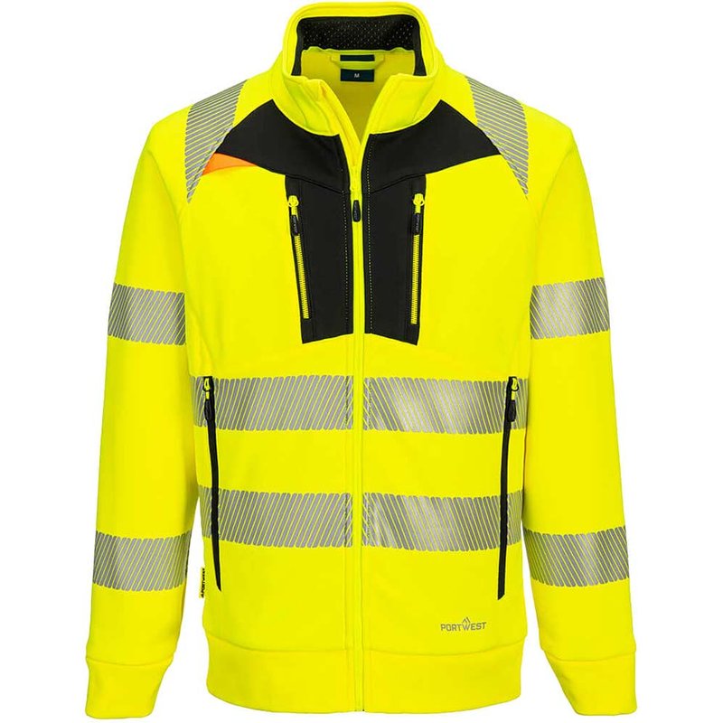 Portwest DX4 Hi Vis Funnel Neck Zipped Sweatshirt Yellow / Black 5XL