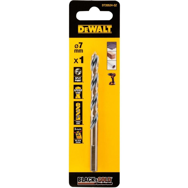 DEWALT Power Tools BLACK&GOLD HSS Drill Bit 7.0mm DT20524-QZ