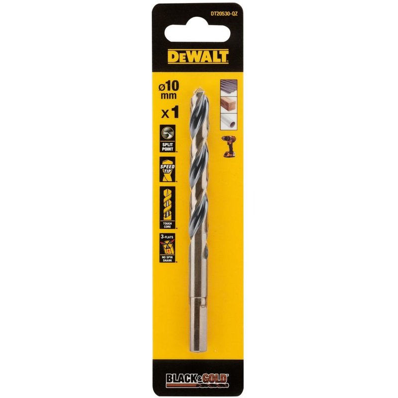 DEWALT Power Tools BLACK&GOLD HSS Drill Bit 10.0mm DT20530-QZ
