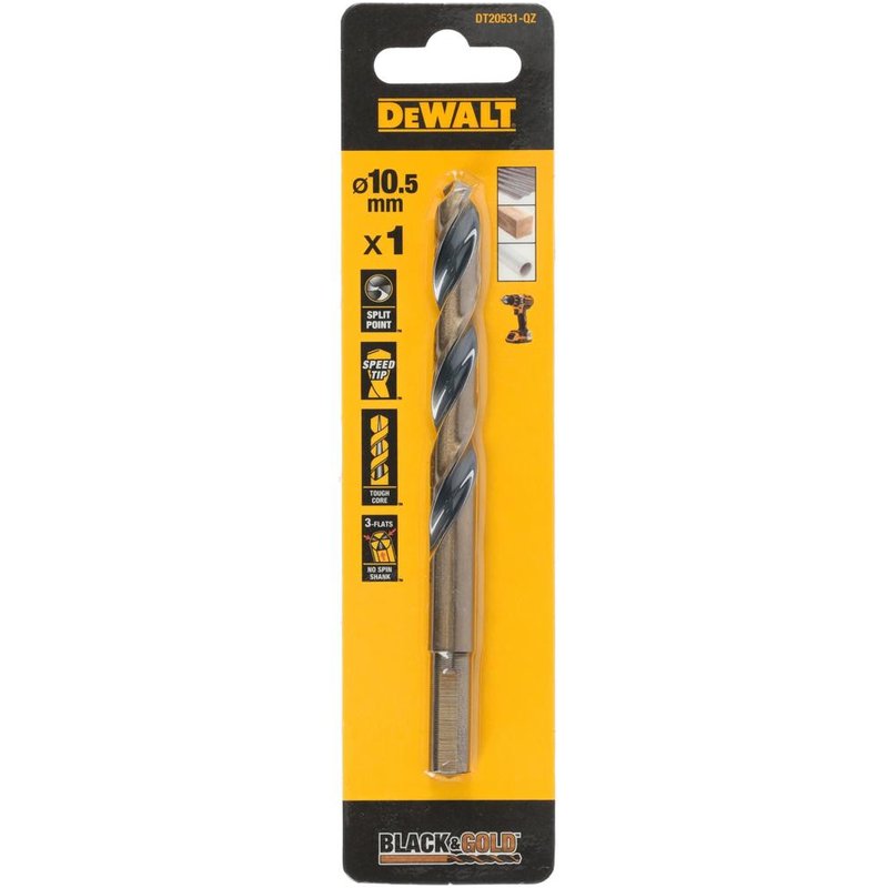 DEWALT Power Tools BLACK&GOLD HSS Drill Bit 10.5mm DT20531-QZ
