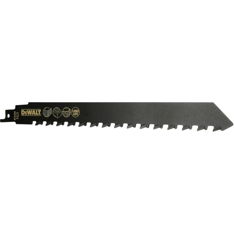 DeWalt TCT Long Life Brick and Block Cutting Reciprocating Saw Blade 240mm Pack of 1