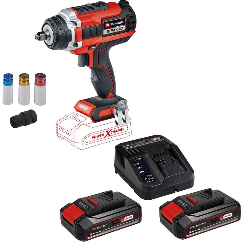 Einhell Professional IMPAXXO 18/400 18v Cordless Brushless 1/2" Impact Wrench 1 x 2.5ah Li-ion Battery Charger No Case