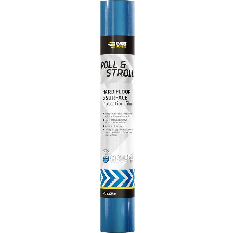 Everbuild Roll & Stroll 60cm x 25m Hard Floor & Surface Protection Film | Blue | 92mm x 600mm x 92mm